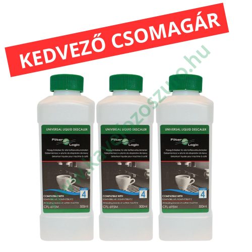 3 db FilterLogic CFL-695M Univerzális kávéfőző vízkőtelenítő folyadék – 3x500ml