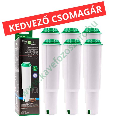 6 db FilterLogic CFL-801B - Jura White kávéfőzőszűrő vízlágyító helyettesítő termék